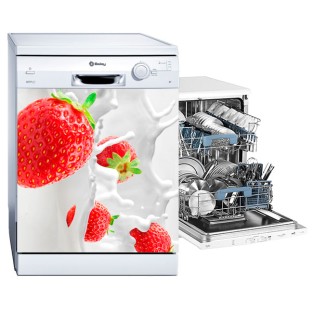 Vinilos electrodomésticos lavavajillas fresas splash leche Vinilos electrodomésticos lavavajillas fresas splash leche